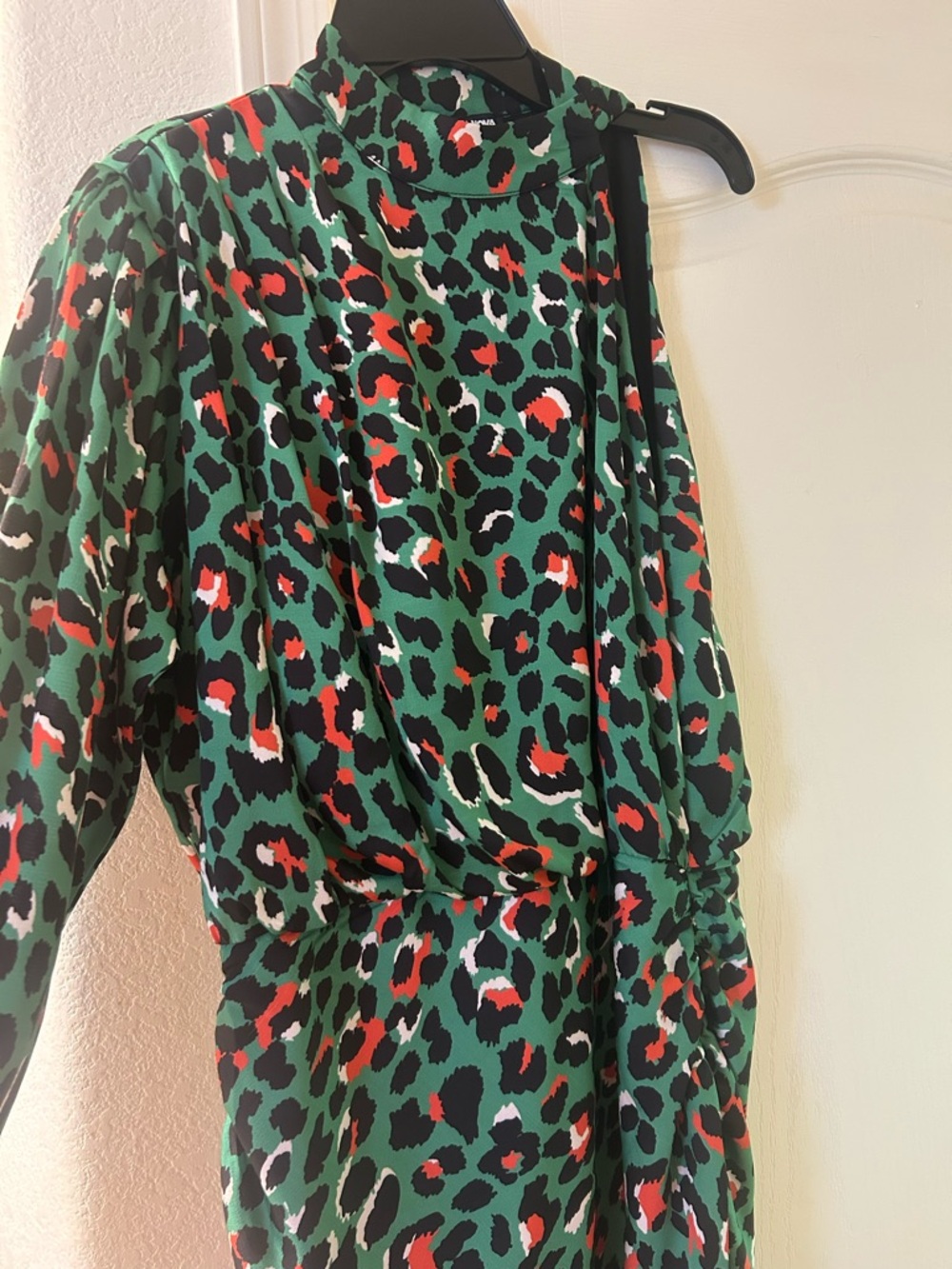 Fashion Nova Green Leopard Print Mini Dress with Red Black Accents. New. No tags